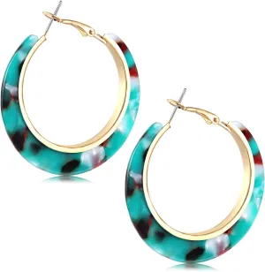 Acrylic Hoop Earrings for Women Resin Floral Earring Spring Summer Earrings Beach Jewelry Statement Fashion Accessories