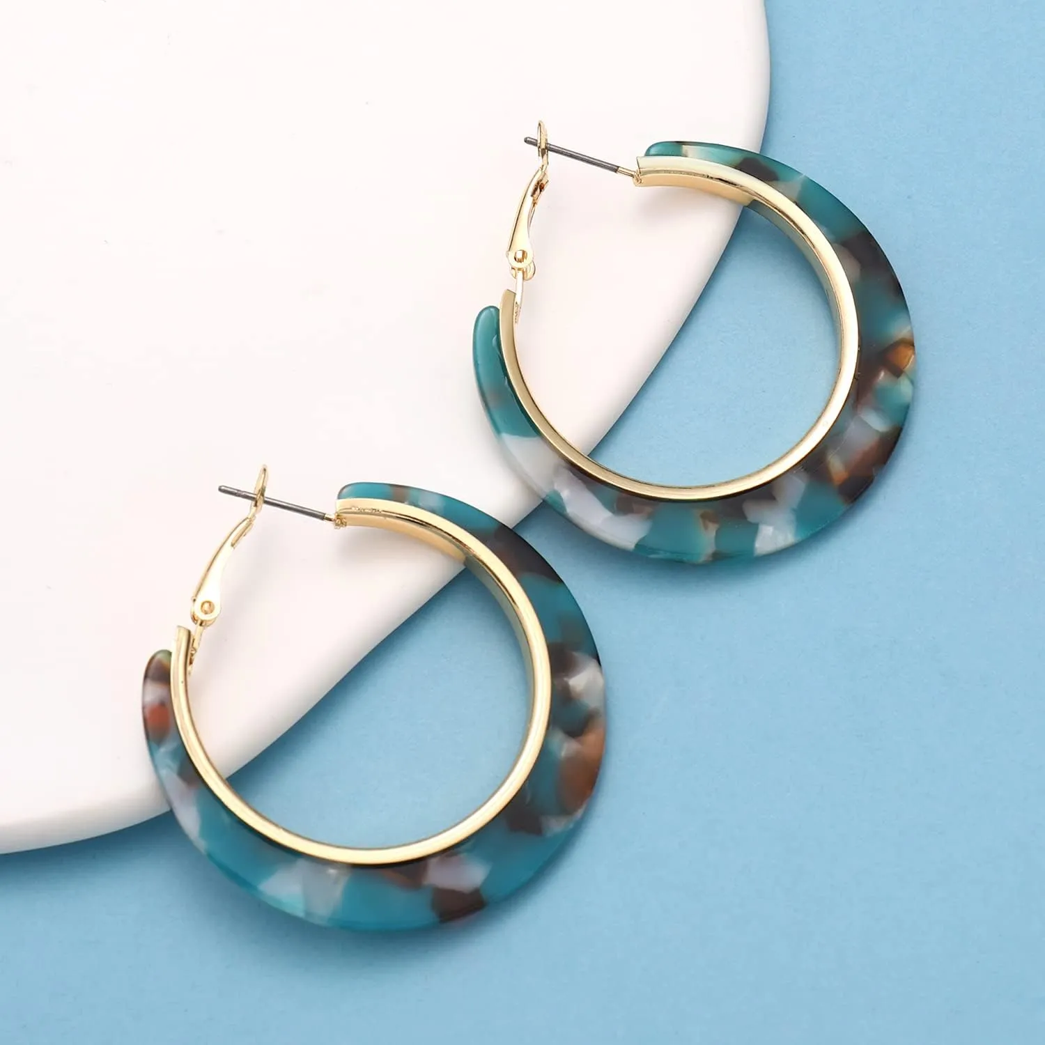 Acrylic Hoop Earrings for Women Resin Floral Earring Spring Summer Earrings Beach Jewelry Statement Fashion Accessories