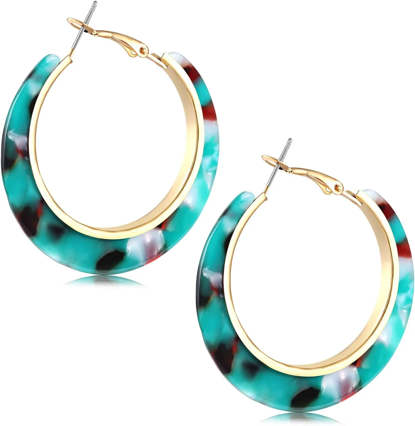 Acrylic Hoop Earrings for Women Resin Floral Earring Spring Summer Earrings Beach Jewelry Statement Fashion Accessories