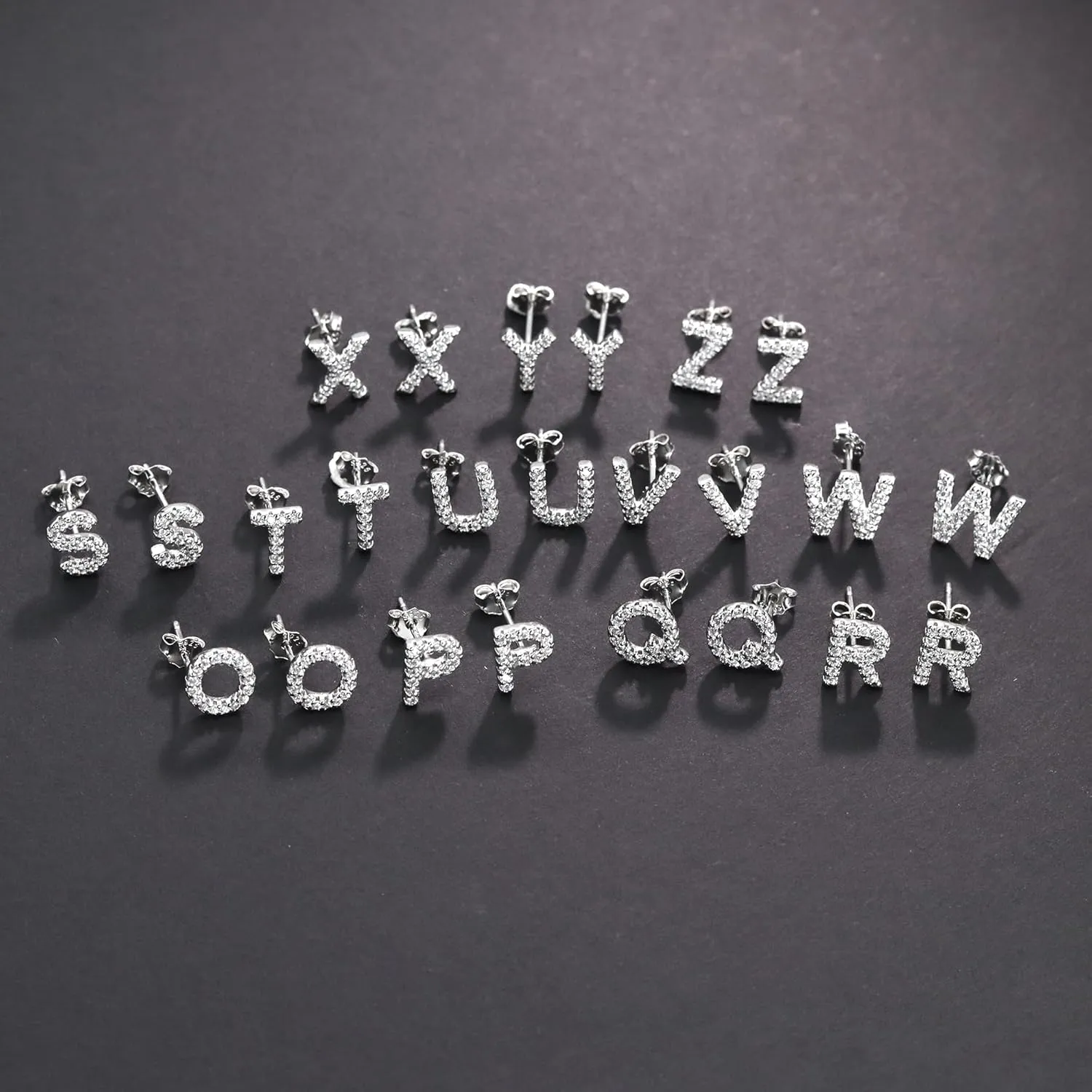 AILUOR Initial Stud Earrings for Women, Sterling Silver CZ Initial Letter Stud Earrings for Women 14K Gold Plated Simulated Diamond Hypoallergenic Alphabet Letter Earrings for Women Birthday Gifts Jewelry