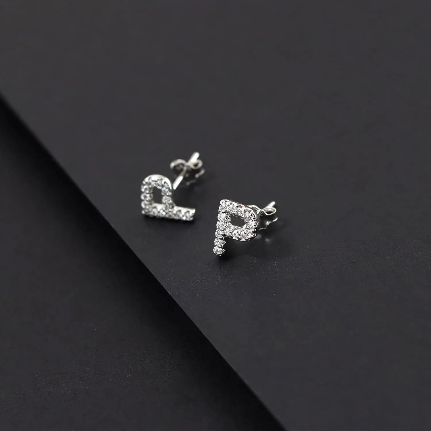 AILUOR Initial Stud Earrings for Women, Sterling Silver CZ Initial Letter Stud Earrings for Women 14K Gold Plated Simulated Diamond Hypoallergenic Alphabet Letter Earrings for Women Birthday Gifts Jewelry