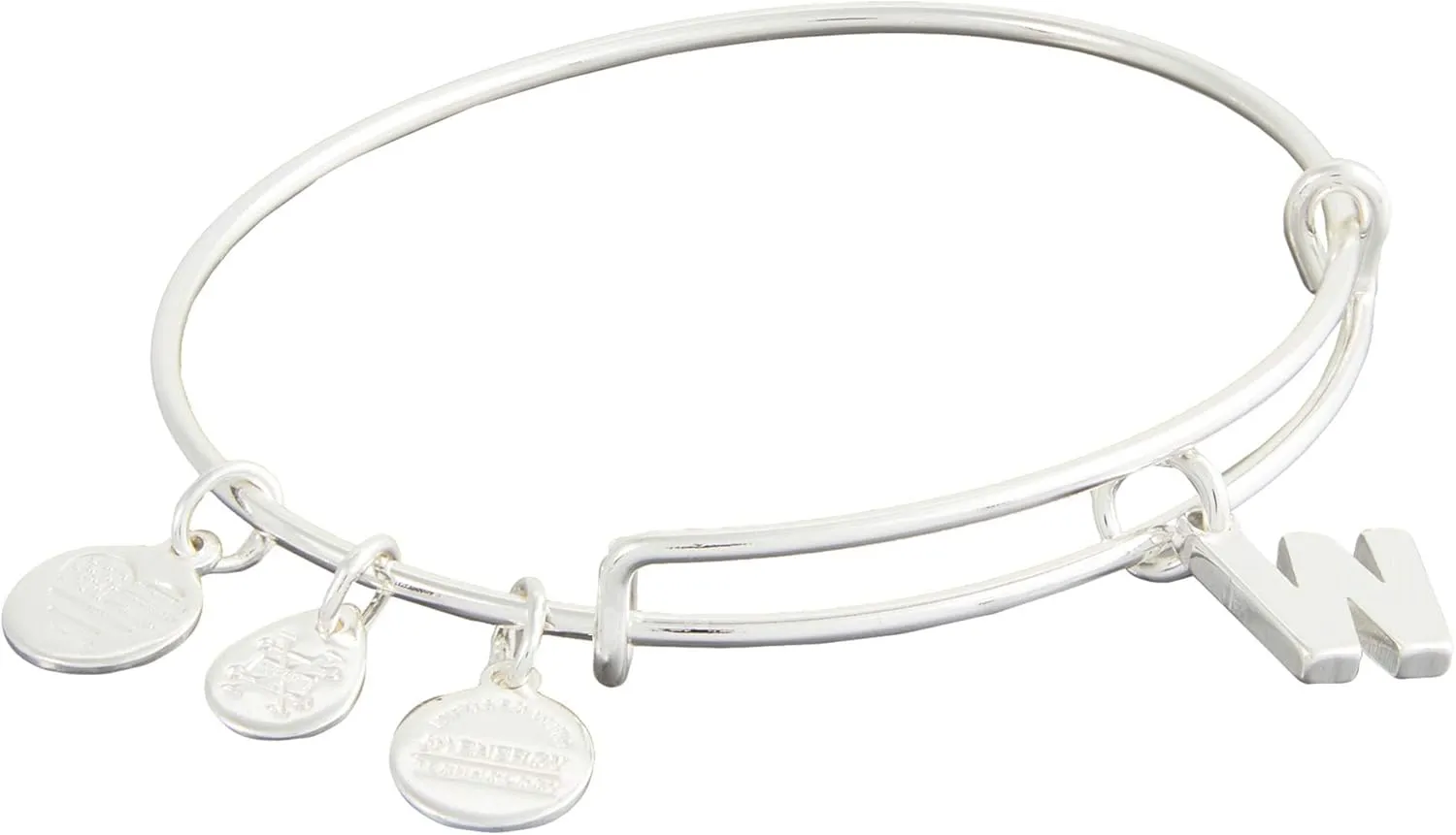 Alex and Ani Expandable Bangle for Women, Initials A to Z Letter Charms, Shiny Finish, 2 to 3.5 in
