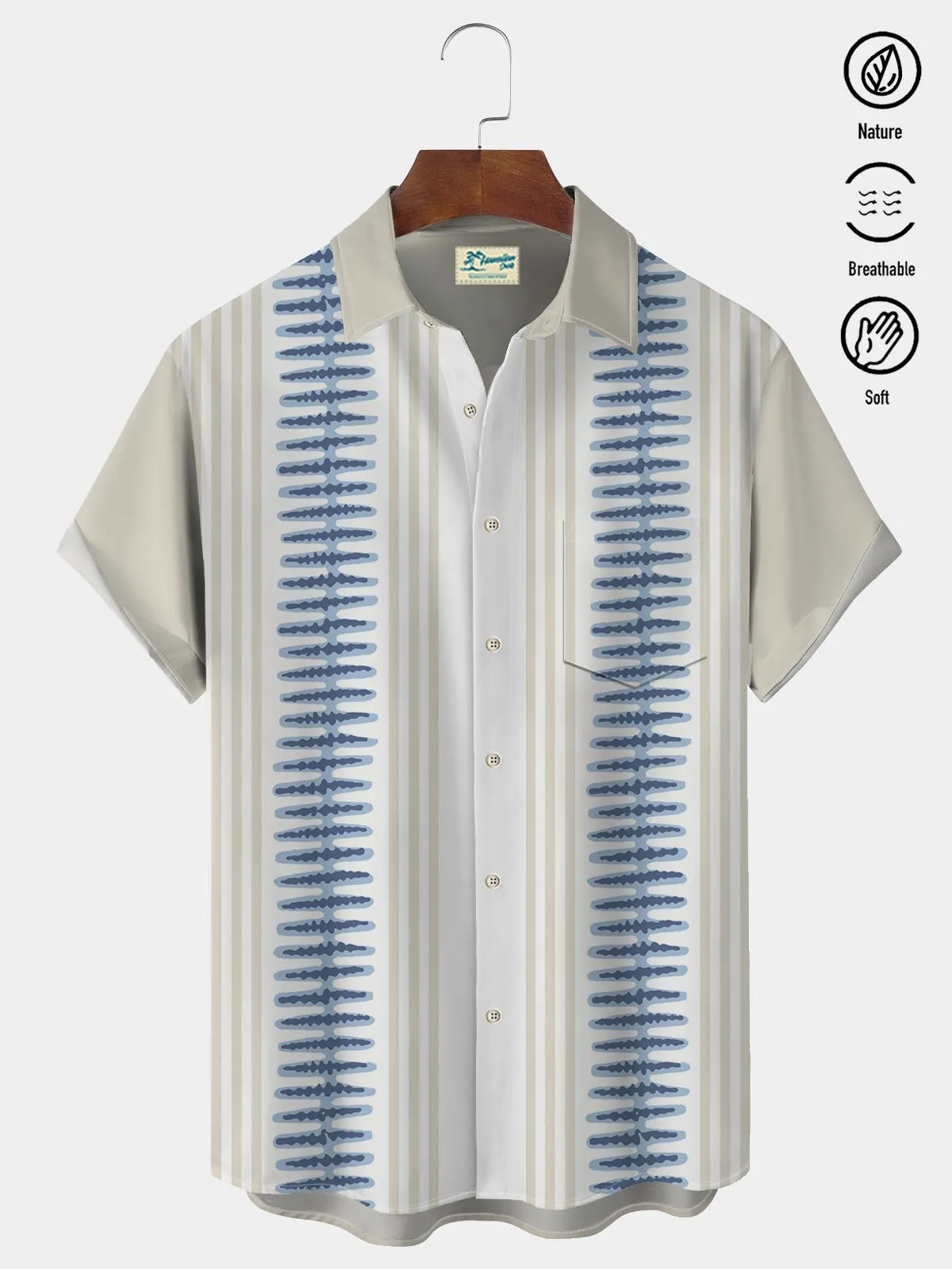 Alohadaddy Vintage Guayabera Men's Off-White Shirt Breathable Comfort Pocket Camp Shirt Big Tall