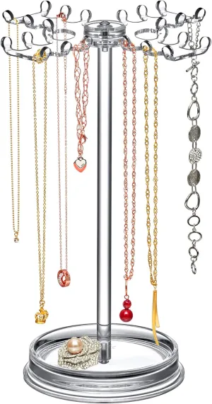 Amazing Abby - Fascination - Necklace Holder Stand with Spinning Hook Design, Jewelry Organizer Stand, Bracelet Tree Display, Perfect Storage Solution for Necklaces, Bracelets, Rings, and More
