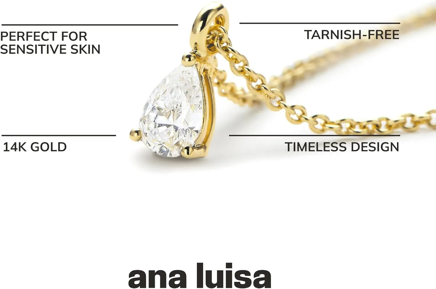 Ana Luisa Pendant Necklaces for Women - 14K Gold Plated and Silver Rhodium Plated Necklace - Pearl, Heart, Circle, Moonstone, Gemstone Charm Styles - Hypoallergenic, Dainty, Trendy Layering Necklaces