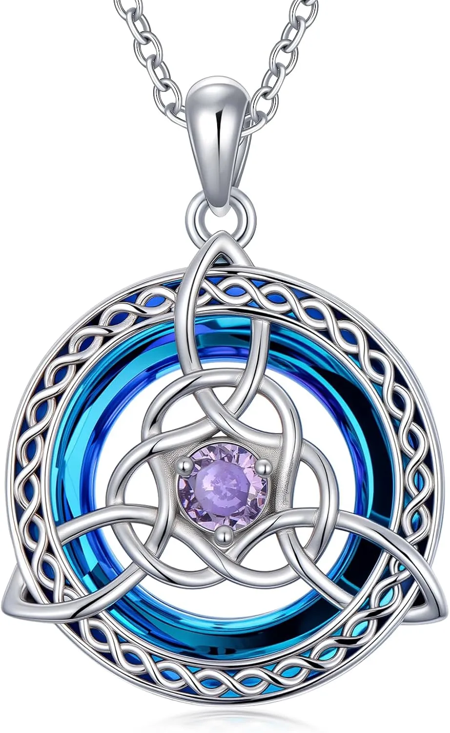 AOBOCO 925 Sterling Silver Celtic Knot Necklace Crystal Pendant Jewellery Gift for Women Mother Daughter Sister Wife Friend
