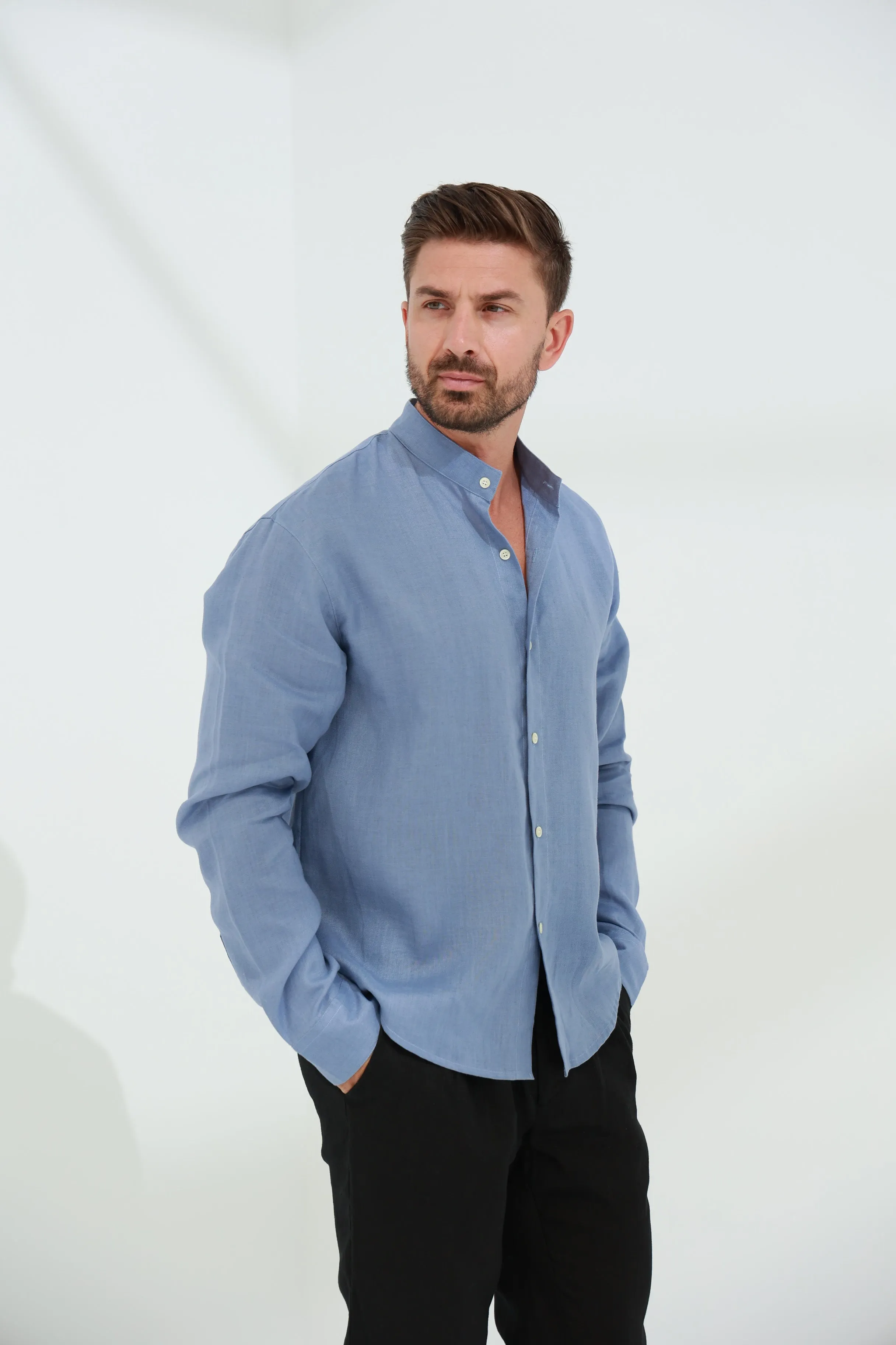 Armonia Men's Linen Shirt Blue