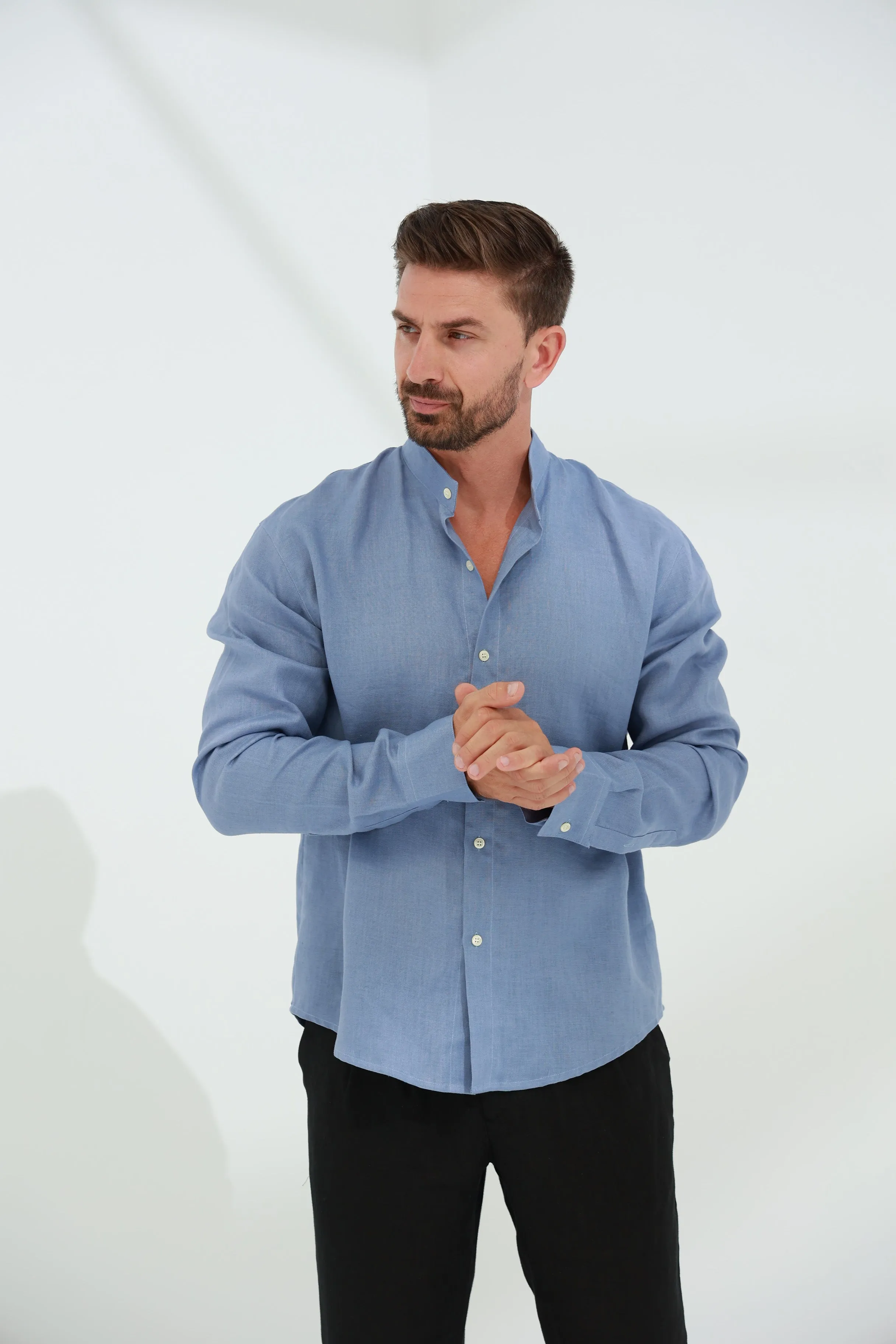 Armonia Men's Linen Shirt Blue
