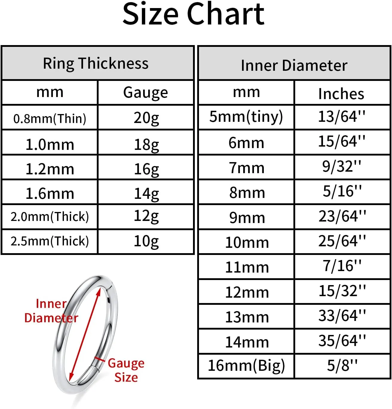 AROWRO Helix Rook Lobe Earrings 16G 8mm 10mm 316L Surgical Steel 3Pcs Double Triple Open Stack Sleeper Earring Daith Cartilage Tragus Piercing Jewelry Septum Clicker