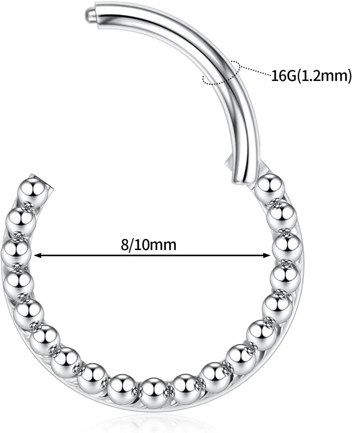 AROWRO Helix Rook Lobe Earrings 16G 8mm 10mm 316L Surgical Steel 3Pcs Double Triple Open Stack Sleeper Earring Daith Cartilage Tragus Piercing Jewelry Septum Clicker