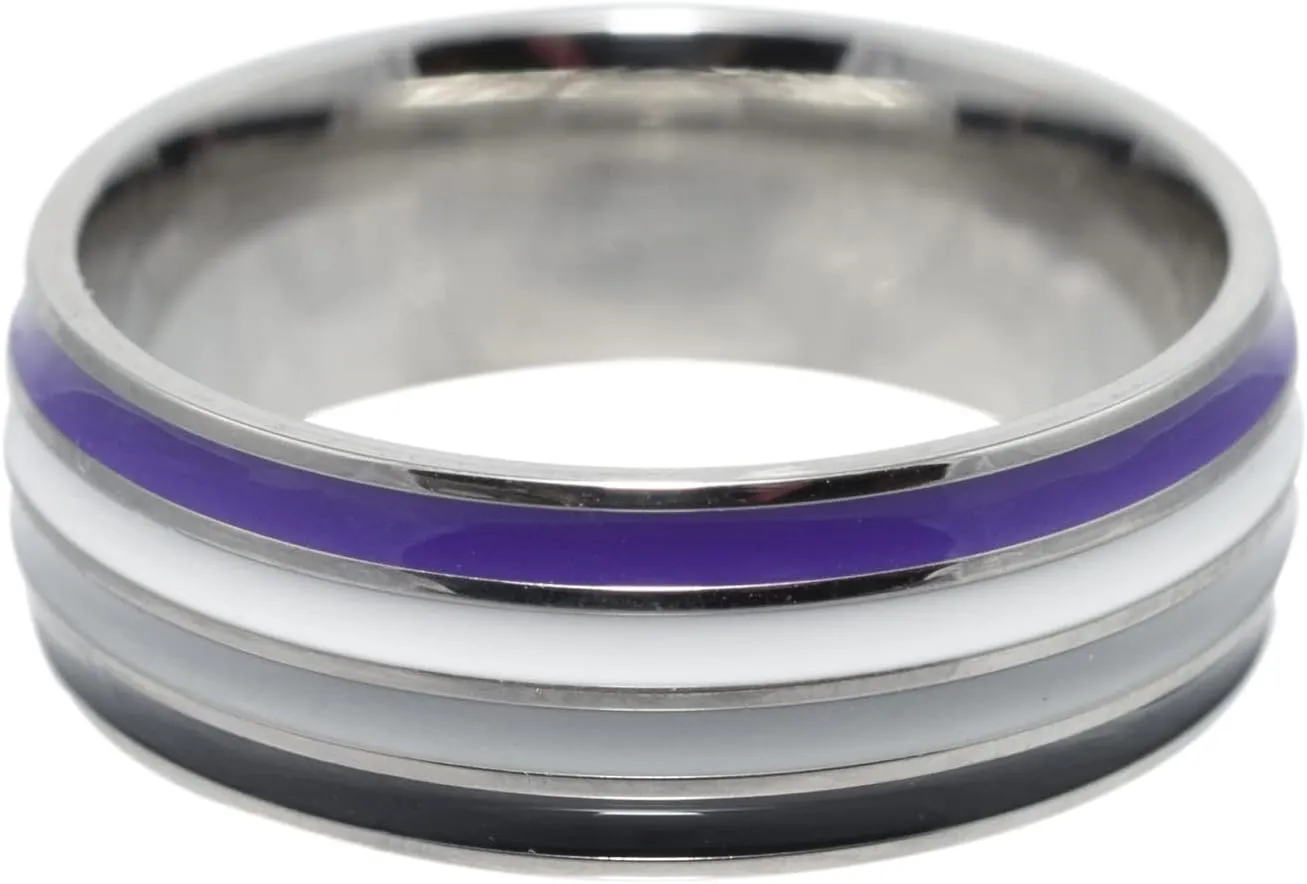 Asexual Pride Stainless Steel Comfort Fit 8 mm Ring