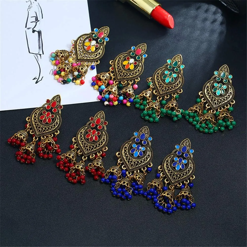 ASHMITA Bohemian earrings unique alloy tassel bells earrings exotic porcelain beads fashion earrings for women