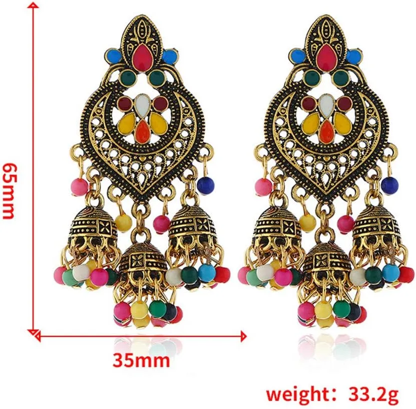 ASHMITA Bohemian earrings unique alloy tassel bells earrings exotic porcelain beads fashion earrings for women
