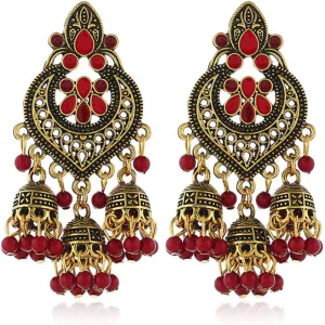 ASHMITA Bohemian earrings unique alloy tassel bells earrings exotic porcelain beads fashion earrings for women