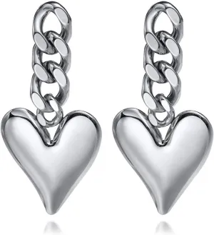 ASHMITA Gold Alloy Heart Earrings Chain Love Earrings Retro Cold Punk Earrings Dangle Drop Earrings Jewelry for Women