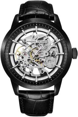 Automatic Mens Watches Skeleton Mechanical Wrist Watch for Men Waterproof Genuine Leather Watchband Luxury Self-Winding Stainless Steel Analog Watch for Men Collection PAGANI DESIGN