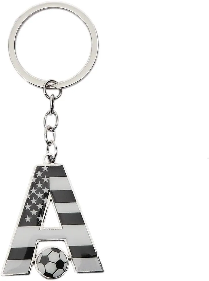 Bag Charms Initial A-Z Letter Keychain Bag Charm Soccer Keychain for Handbags Sports Bag
