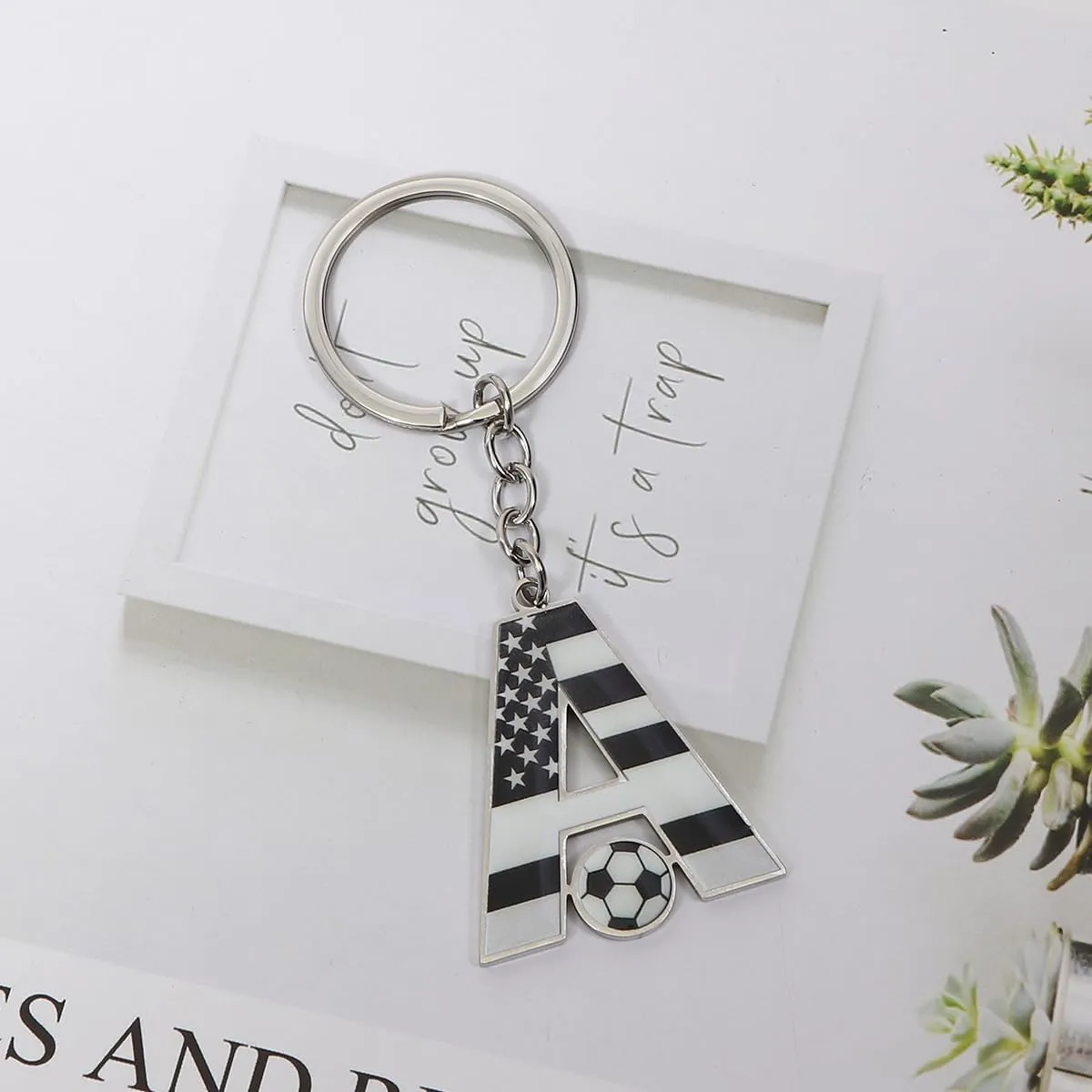 Bag Charms Initial A-Z Letter Keychain Bag Charm Soccer Keychain for Handbags Sports Bag