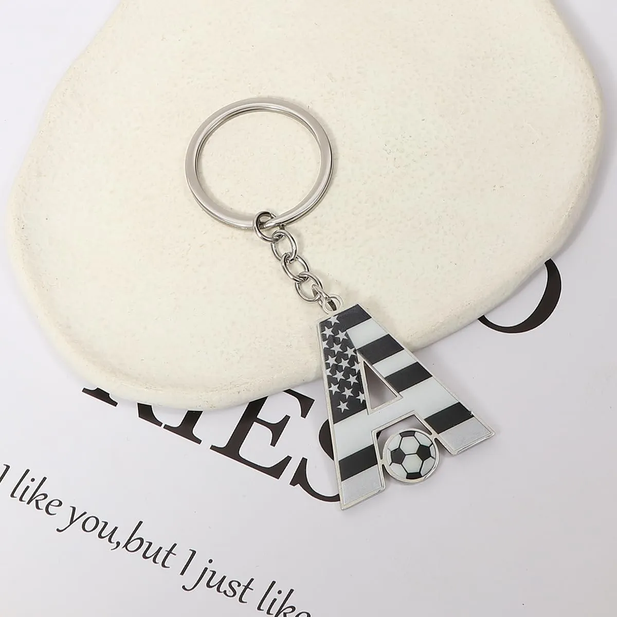 Bag Charms Initial A-Z Letter Keychain Bag Charm Soccer Keychain for Handbags Sports Bag