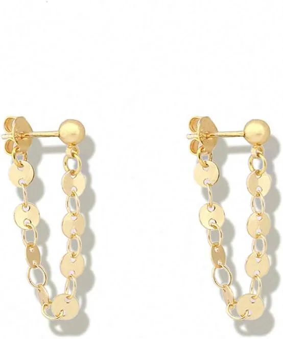 Ball Coin Chain Ear Cuff Earrings Women Minimalist Small Round Disc Earrings Statetment Wrap Earrings