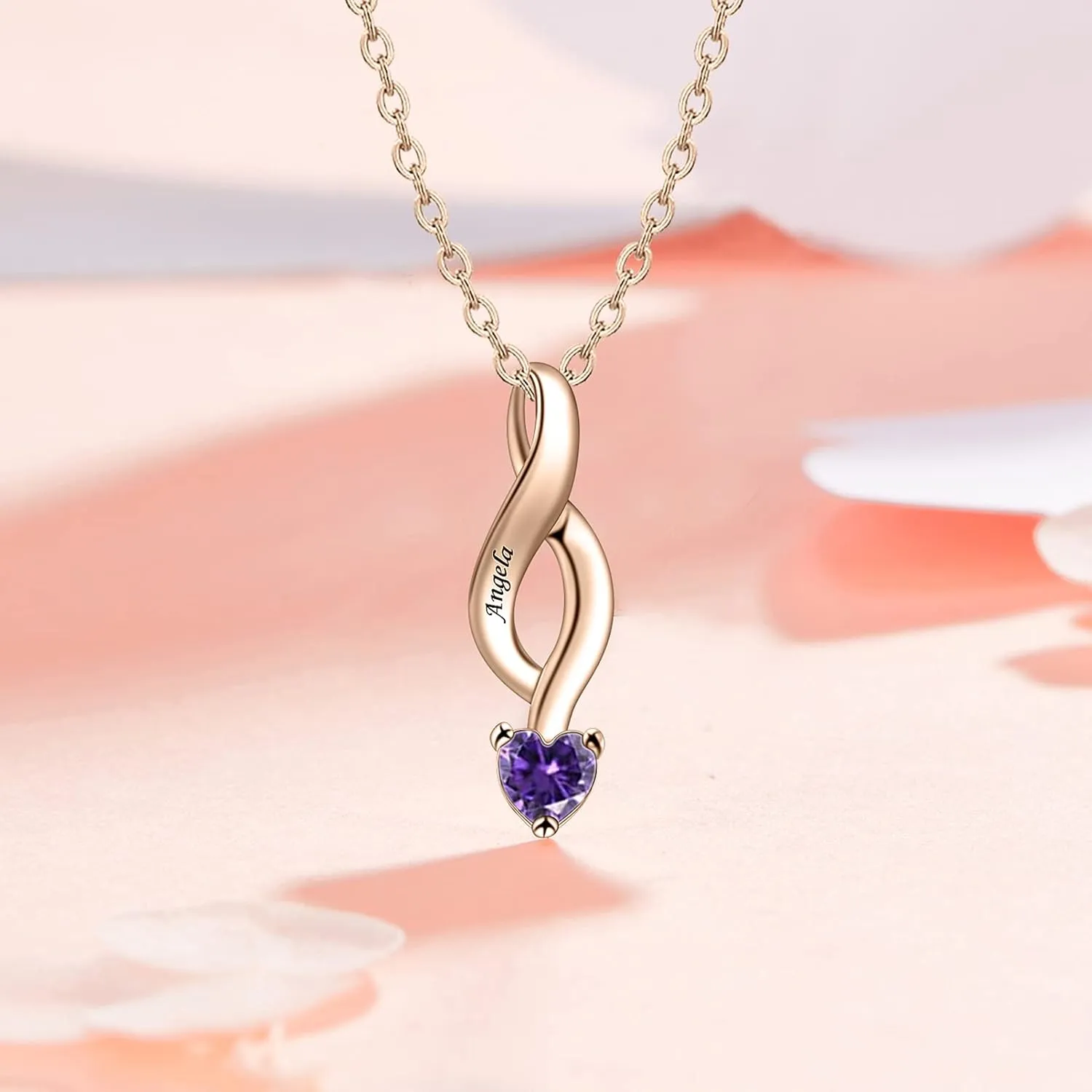 BAUMA AUTO Personalized Mother Necklace with 1-6 Birthstones Mom and Family Names Customized Heart Pendant Necklace Gift to Her Birthday Mother's Day