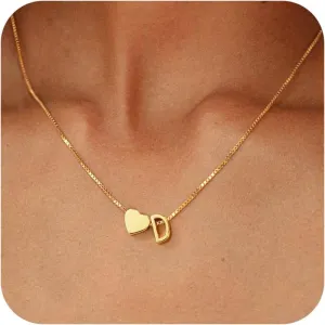 BAYLAY Heart Initial Necklaces for Women Girls, 18K Gold Plated Letter A-Z Initial Necklace Jewelry Dainty Gold Initial Necklaces for Women Teen Girl Gifts Trendy Stuff