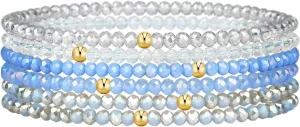 Beaded Bracelets for Women Stackable Bead Bracelets 6Pcs Bohemian Stretch Crystal Beads Boho Bracelet Set Friendship Jewelry