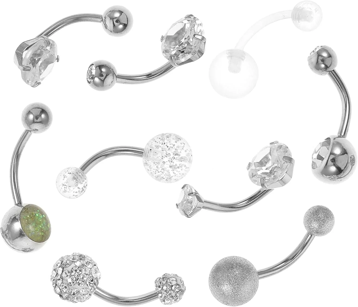 Belly Button Rings Crystal 9pcs Belly Button Ring Pack Women's Jewelry Fashion Navel Rings Heart Shape