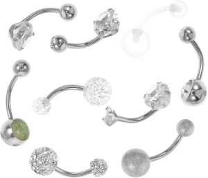 Belly Button Rings Crystal 9pcs Belly Button Ring Pack Women's Jewelry Fashion Navel Rings Heart Shape