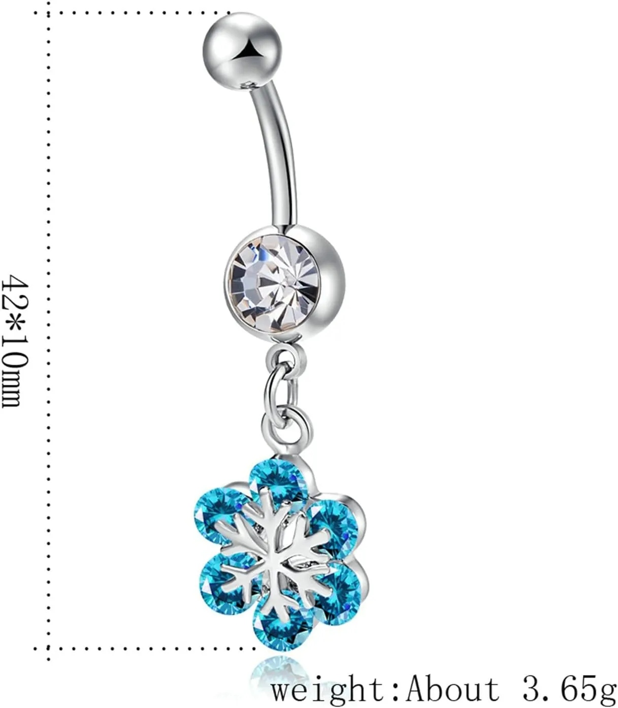 Belly Rings for Women, Dangle Belly Button Rings Stainless Steel Navel Rings Belly Button Nails Flower Cubic Zirconia