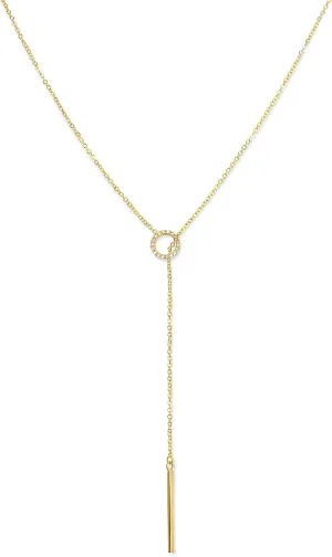 Benevolence LA 14k Gold Dipped Lariat Necklace for Women | Candace Cameron Designed Y Long Chain Drop with Bar Pendant | Jewelry Accessories | Gifts for Her