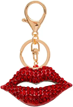 Big 3D Hot Lips Shape Sparkling Charm Blingbling Keychain Crystal Rhinestone Pendant