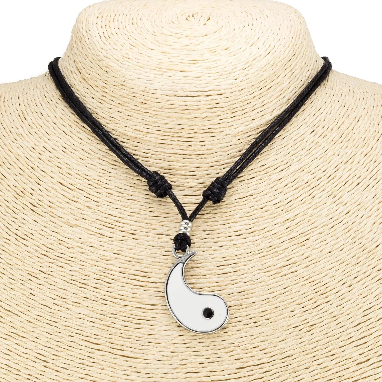 BlueRica Yin and Yang (Couple) Set on Adjustable Cord Necklaces