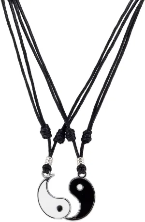 BlueRica Yin and Yang (Couple) Set on Adjustable Cord Necklaces