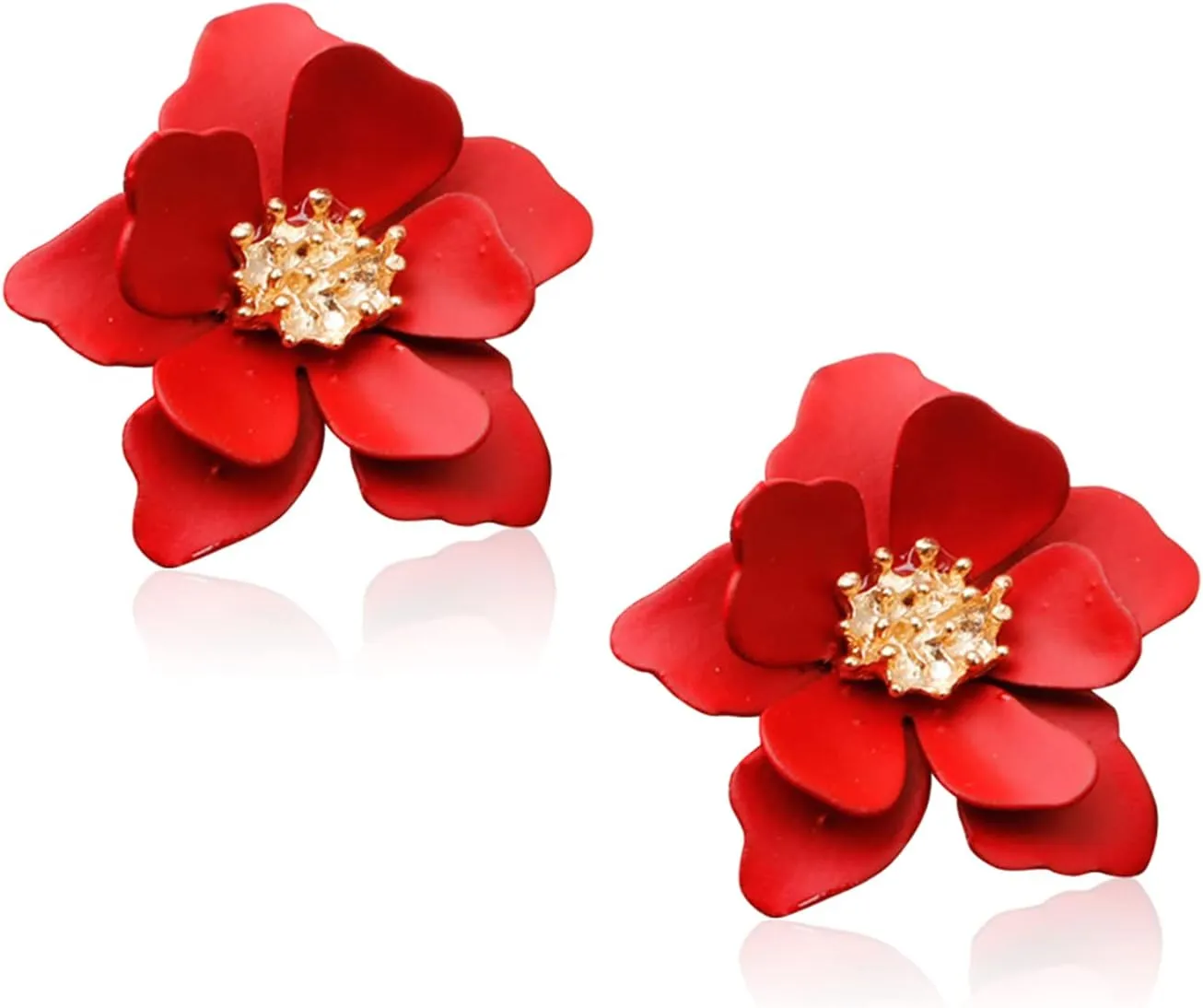 Boho Flower Stud Earrings with White Pearl - Daisy Dangle Drop Earrings with Gold Flower Bud