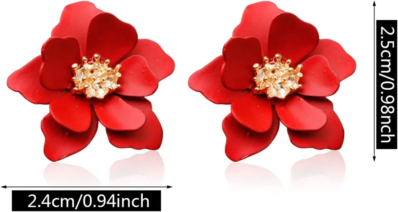 Boho Flower Stud Earrings with White Pearl - Daisy Dangle Drop Earrings with Gold Flower Bud