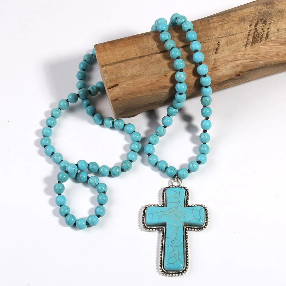Boho Necklaces for Women/Men Trendy,32/35/36 Inch Natural Stone Beaded Long Pendant Necklaces for Womens,Handmade Bohemian Fashion Chakra Chunky Statement Charm Necklace Jewelry Gift