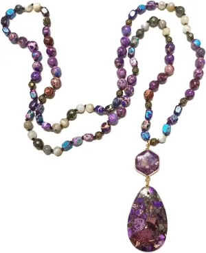 Boho Necklaces for Women/Men Trendy,32/35/36 Inch Natural Stone Beaded Long Pendant Necklaces for Womens,Handmade Bohemian Fashion Chakra Chunky Statement Charm Necklace Jewelry Gift