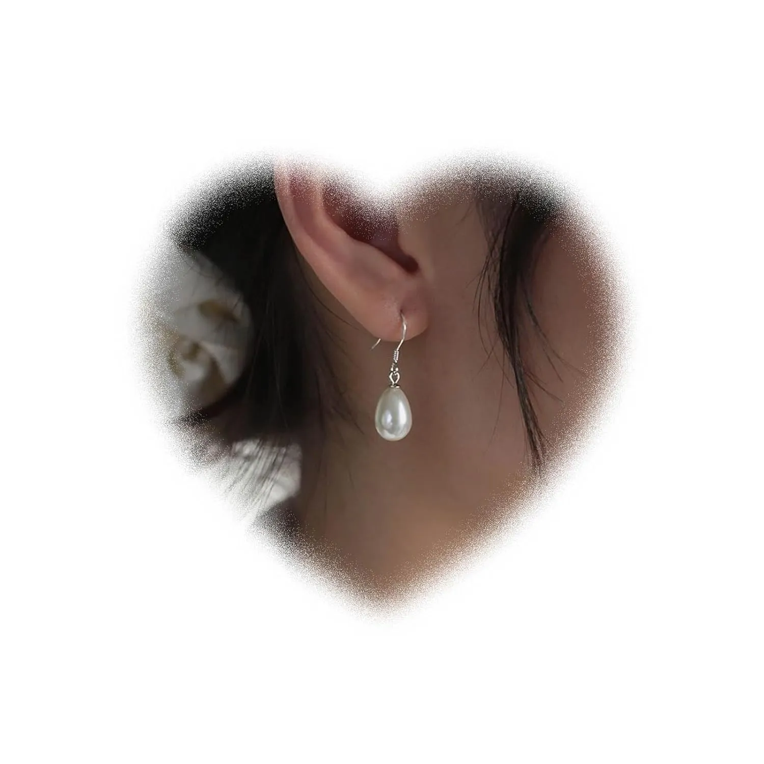 Boho Pearl Drop Earrings Teardrop Pearl Earrings Pearl Dangle Hook Earrings Silver Pearl Bead Earrings Wedding Pearl Earrings Jewelry for Women and Girls Gifts