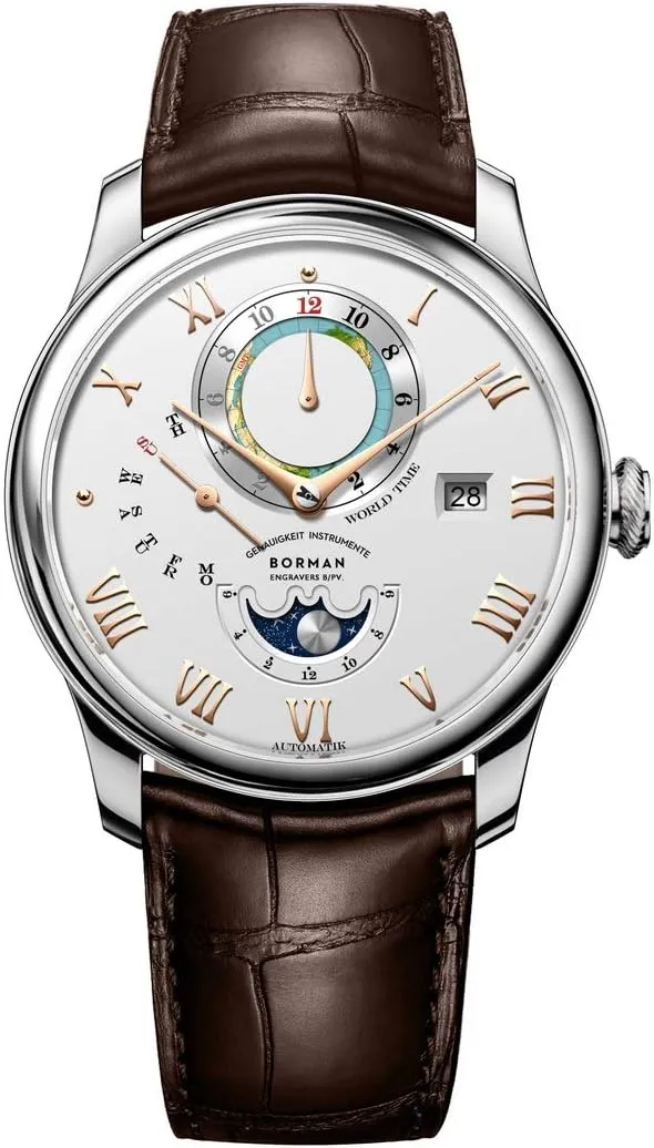 BORMAN Luxury Mens Watches, Automatic Watch for Men Fashion Self Wind Mechanical Wristwatches Sapphire Mirror Leather Strap Week,Month,Date (Mens Watches 4)