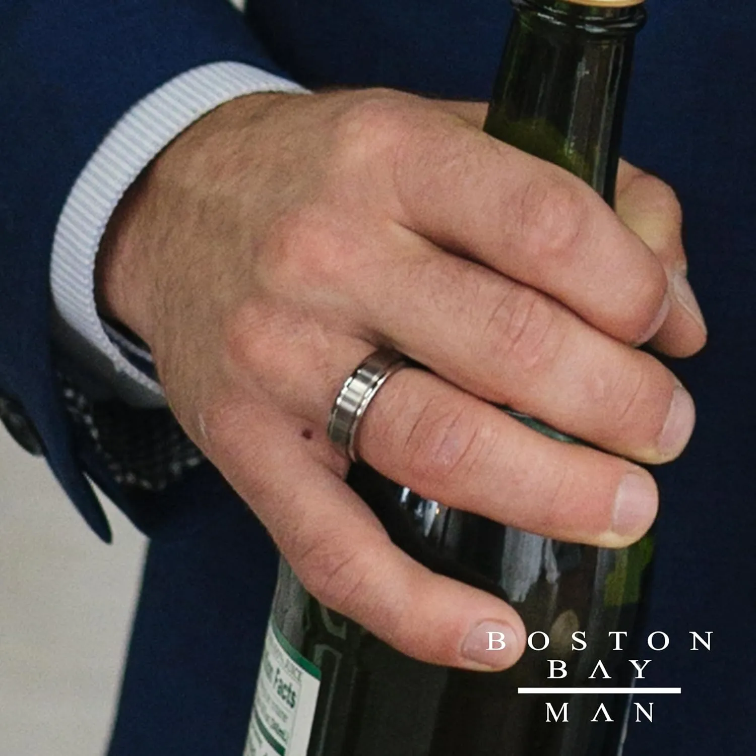 Boston Bay Diamonds Silver Titanium Unisex Comfort Fit Mens Wedding Band or Fashion Ring - 6mm & 7mm -Choice of Style