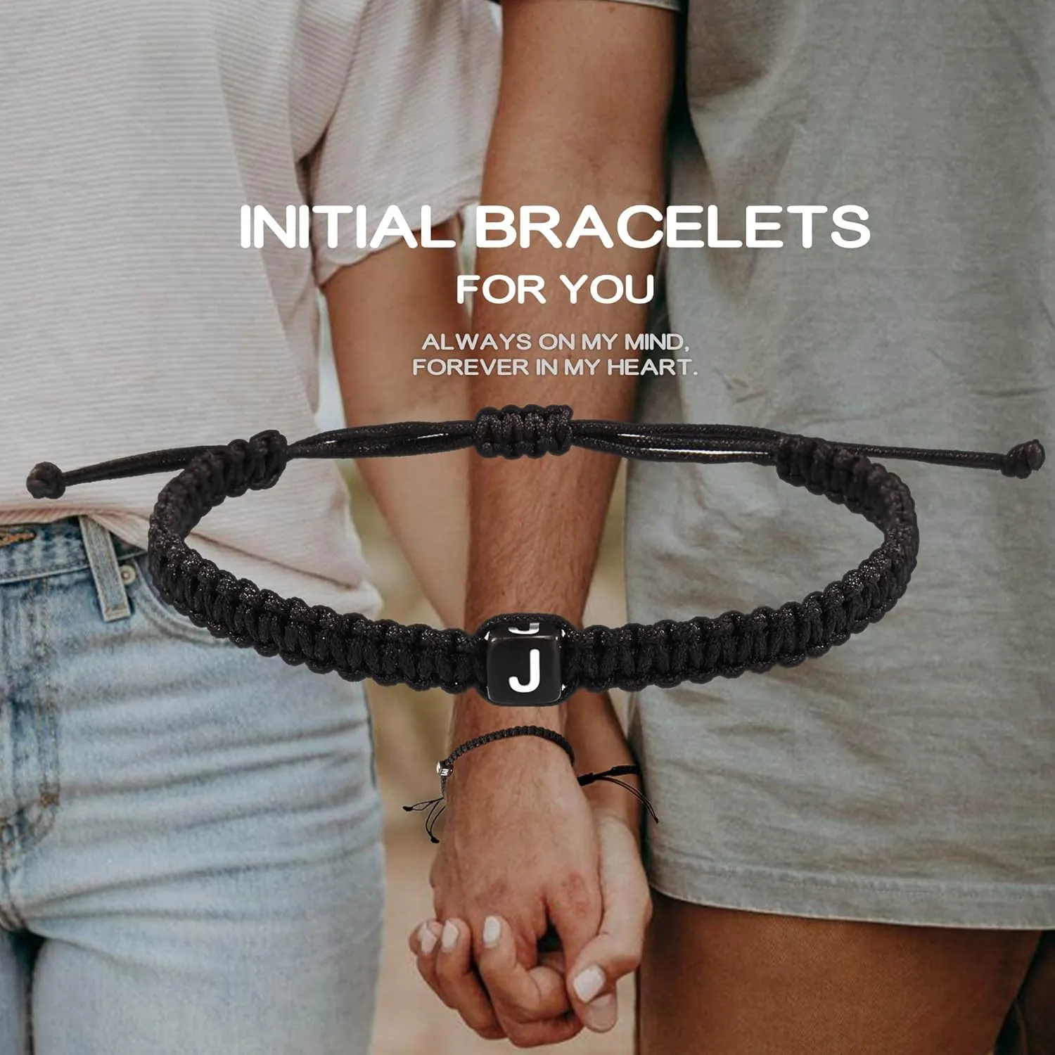 Btysun Initial Bracelets for Women Teen Girls Woven Rope Braided Mother's Day Birthday Gifts for Mom Graduation Gifts for Her Girlfriend Wife Adjustable 26 Capital Letter A-Z Charm Jewelry