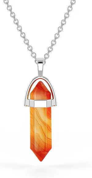 Carnelian Necklace for Women - Orange Necklace Crystal Jewelry - Healing Carnelian Stone Gemstone Necklace - Elegant Birthstone Crystal Necklaces for Women - Handmade Necklaces - Red Crystal Necklace for Men