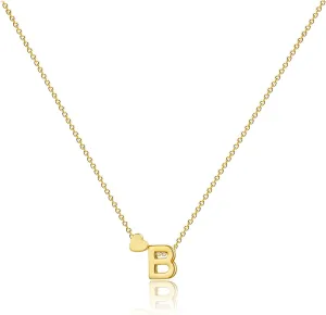 CAROVO Gold Heart Initial Necklaces for Women Letter A To Z Simple Cute 14K Gold Plated Necklace Dainty Heart Necklace Tiny Gold Initial Necklaces Birthday Gifts for Women