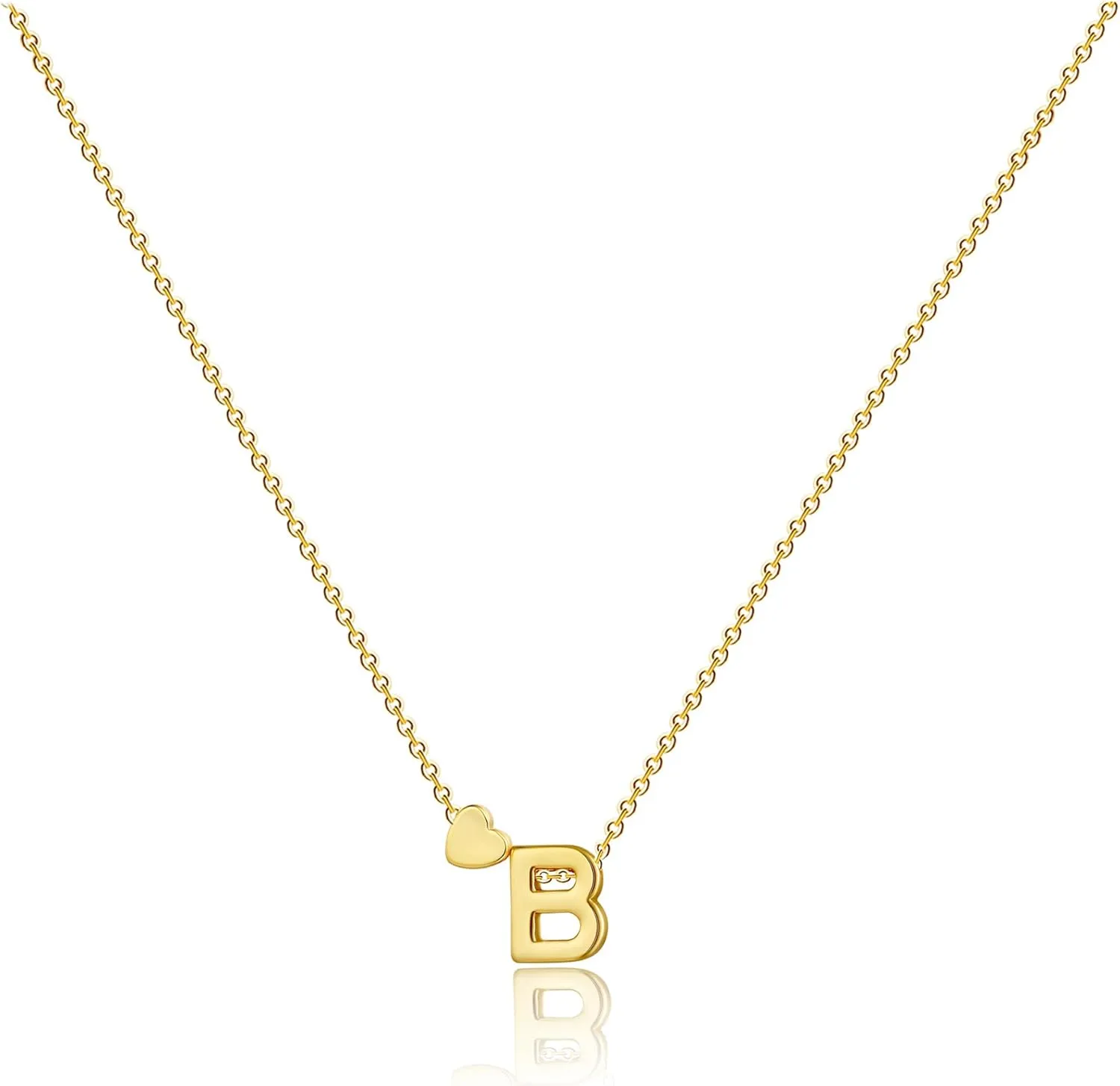 CAROVO Gold Heart Initial Necklaces for Women Letter A To Z Simple Cute 14K Gold Plated Necklace Dainty Heart Necklace Tiny Gold Initial Necklaces Birthday Gifts for Women
