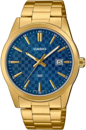 Casio MTP-VD03G-2A Men's Standard Gold Tone Stanless Steel Blue Dial 3-Hand Analog Watch