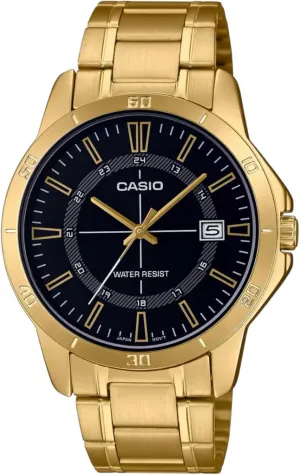 Casio Quartz Black Dial Gold Stainless Steel Men's Watch MTP-V004G-1CUDF, Bracelet