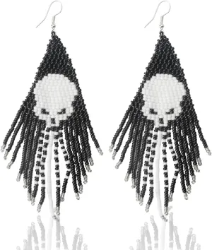 CAVETEE Halloween Earrings for Women,Dangle Earrings Braided Beaded Handcrafted Tassel Earrings for Women Girls