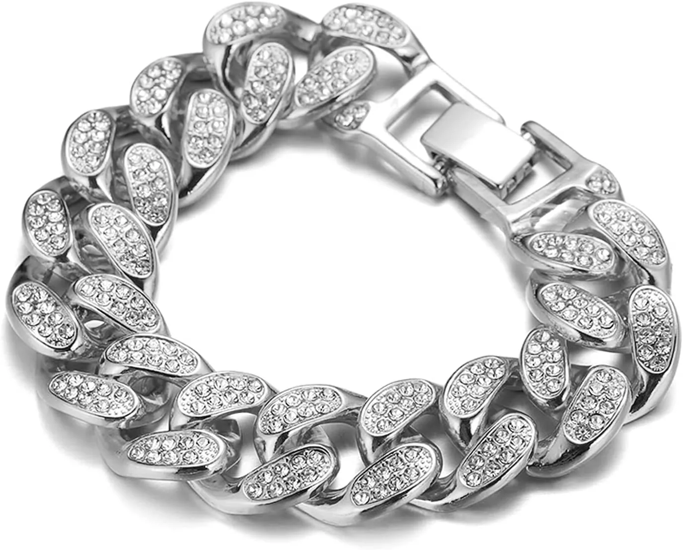 Chains for Men Gold with Diamonds Iced Out 20mm Cuban Link 18k Real Gold/White Gold Plated Bracelet Necklace Handmade 7" 8" 8.7" 16" 18" 20" 22" 24" 30" 35" Birthday Gift Party Jewelry