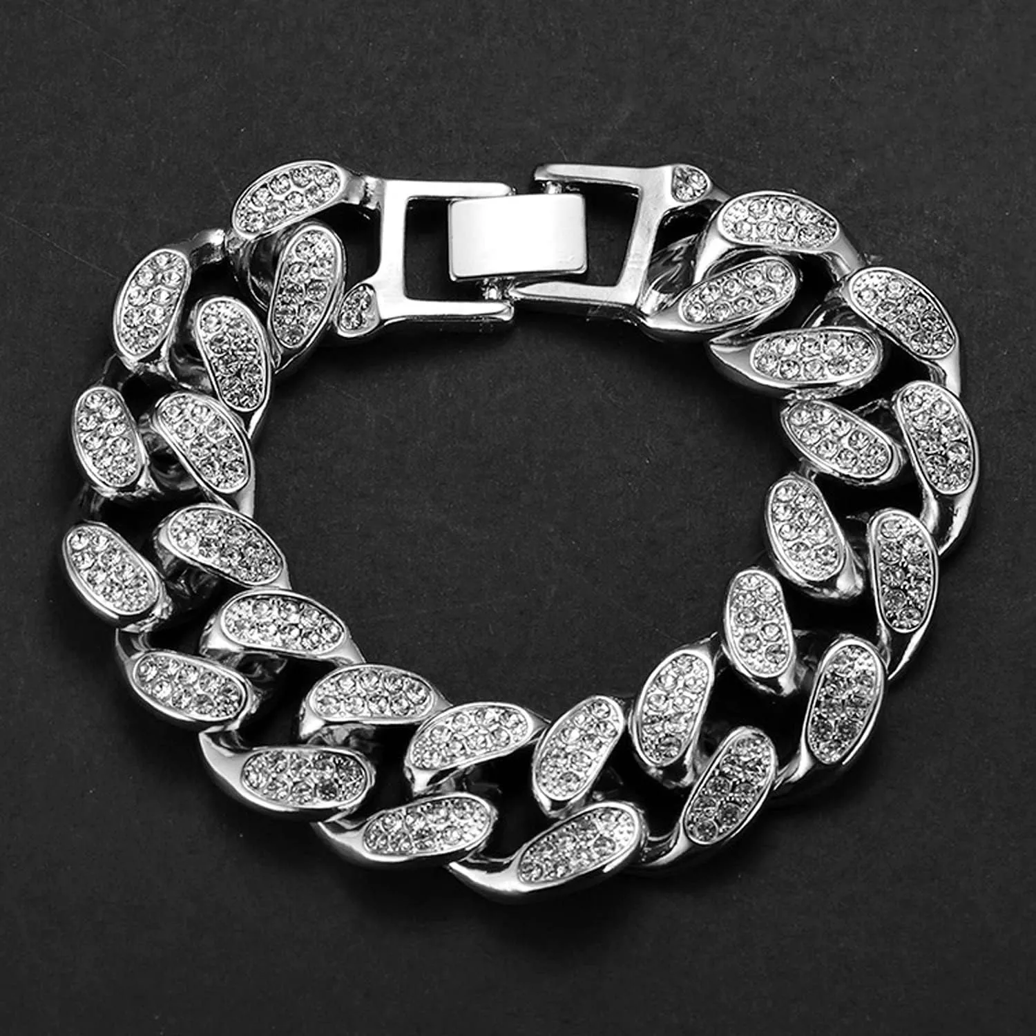 Chains for Men Gold with Diamonds Iced Out 20mm Cuban Link 18k Real Gold/White Gold Plated Bracelet Necklace Handmade 7" 8" 8.7" 16" 18" 20" 22" 24" 30" 35" Birthday Gift Party Jewelry